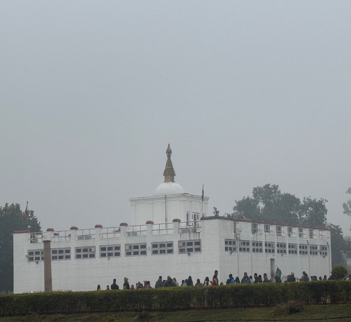 Pilgrims at the Maya Devi Temple in Lumbini during Buddhist pilgrimage tour