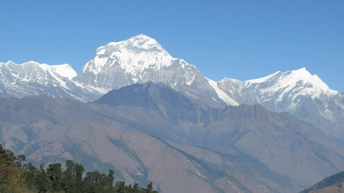 Mount Dhaulagiri from Muldai viewpoint on the way to Khopra Danda